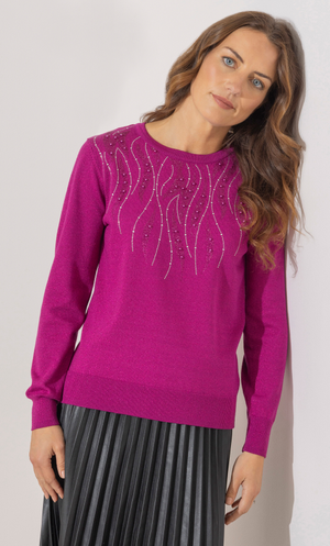 Anna Rose Embellished Jumper - Orchid/Silver