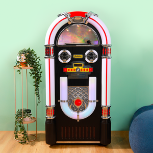 X Echo Retro Vinyl, CD & Bluetooth Jukebox with LED Lights