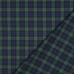 Tissu tartan écossais - Noir, bleu et vert