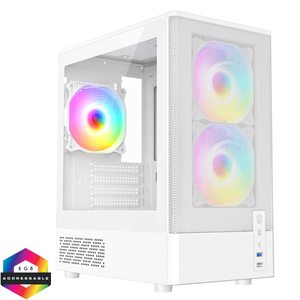 CiT F3 (2025) White Micro-ATX Mesh Front ARGB Gaming PC Case with Tempered Glass Side Panel – CIT-F3-WHT-ARGB