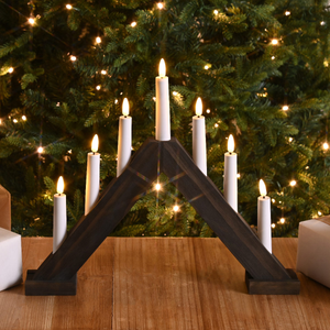 36cm Warm White LED Battery Wooden Christmas Candle Bridge