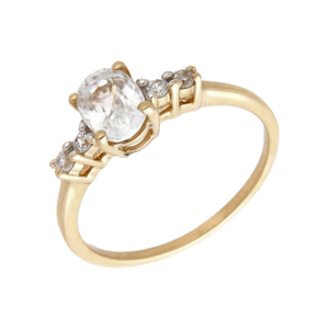 Pre-Owned 9ct Yellow Gold White Spinel 5 Stone Dress Ring