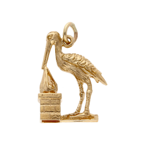 Pre-Owned 9ct Yellow Gold Stork & Baby Charm