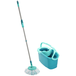 Leifheit Clean Twist Ergo Disc Floor Mop Set – Advanced Spin Mop System for Parquet and Laminate Floors