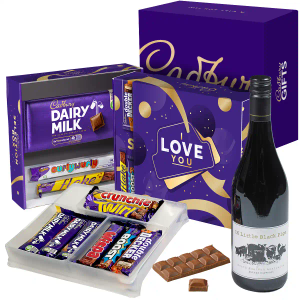 Cadbury "I Love You" Selection Box & Red Wine Gift