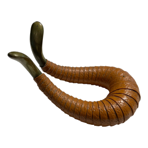 Mid-Century Modern Leather & Brass Pipe HolderAttributed to Carl Auböck, Austria, 1950s