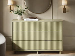 SOLACE+CO Velmor Ribbed Chest of 6 Drawers Olive Green