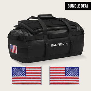 BÆRSkin Heavy-Duty Backpack Duffel Bag + American Flag Velcro Patch (2 Pack)