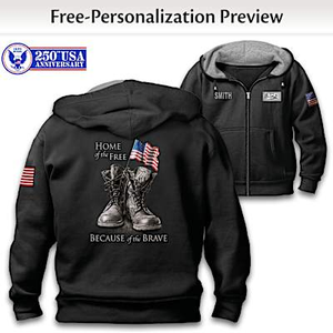Because Of The Brave Personalized Men's Hoodie - XXL