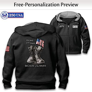 Because Of The Brave Personalized Men's Hoodie - XL