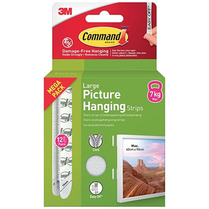 Command Picture Hanging Strips 12 Pairs Large White (Pack of 24) 7100336849