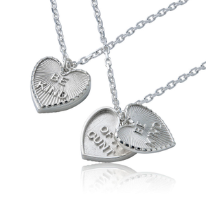 Be Kind Of A Cunt - Fluted Heart Necklace In Sterling Silver (16")