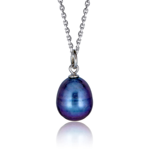 Black Pearl On Sterling Silver Chain (24")