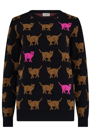 Lizzie Sweater Black, Cat Repeat (XL)