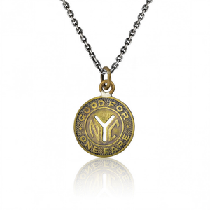 Original New York City Subway Token: Brass And Sterling Silver Necklace (20")