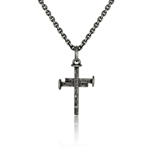 Paths That Cross - Railroad Spike Cross Necklace In Sterling Silver (20")
