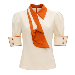 Statement Blouse With White Collar And Cuffs – Light Vanilla (XS)