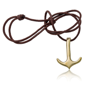 Talk To Me Like The Sea - Large Brass Anchor On Leather Cord (one size)