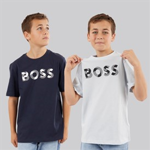 BOSS Boys Two Pack T-Shirts Navy Pale Blue
