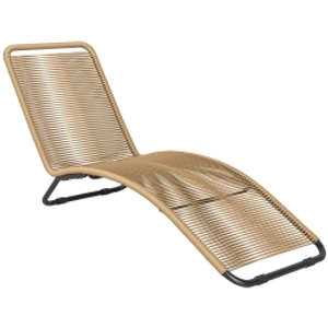 Outsunny Tumbona chaise longue de resina trenzada en forma de S marco de acero 176x58x82 cm natural