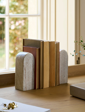 Osney Bookends - Marble, Natural