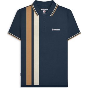 Lambretta Mens Vertical Stripe Short Sleeve Polo Shirt - L / Navy Blue