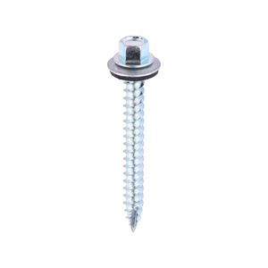 6.3mm x 60mm Fully Threaded Slash Point Tek Screws Sheet to Timber 16mm Bonded Washer Zinc Plated Pack of 100