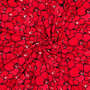 Tissu jersey viscose - Coquelicots