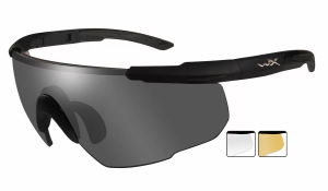 Wiley X Saber Advanced Prescription Sunglasses - Clip-On Insert - Matte Black, Wiley X Smoke Grey + Clear + Light Rust