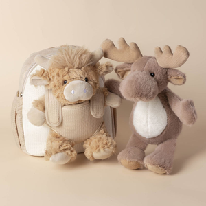 Default Title Moonkie Hug & Go™ Duo –  Highland Cow Backpack & Reindeer Plush