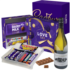 Cadbury "I Love You" Selection Box & White Wine Gift
