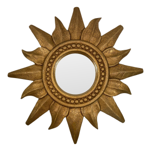 Vintage 1960s-70s Gold Gilded Sunburst Wall Mirror