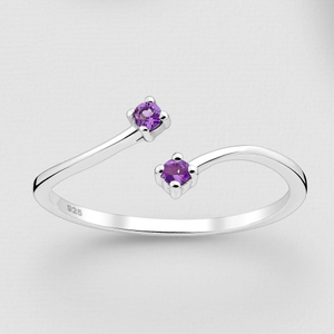 Signature Silver Amethyst Gemstone Adjustable Ring