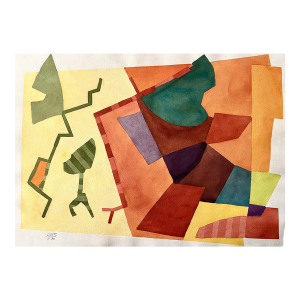 Two Vintage Abstract Watercolors Painting by Roger Stokes