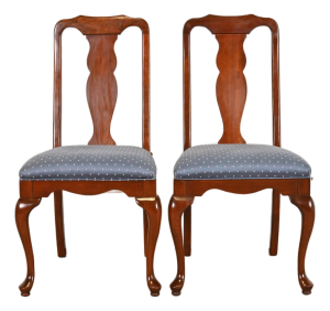 Harden Furniture Queen Anne Solid Cherry Wood Side Chairs or Dining Chairs, Pair