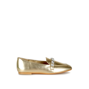 Celosia Metallic Diamante Strap Loafers In Gold By Rag & Co (6 UK)