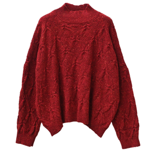 Ings Donegal Merino Wool Cable Sweater In Brick Red (M)