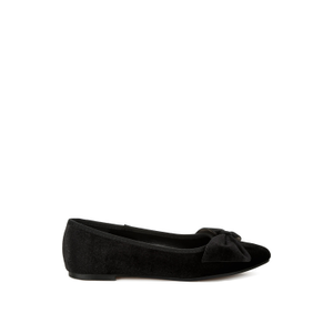 Pothos Luxurious Velvet Bow Ballerinas In Black By Rag & Co (7 UK)