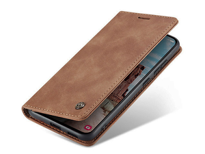 CaseMe Slim Synthetic Leather Wallet Case with Stand for Samsung Galaxy S25 FE - Tan
