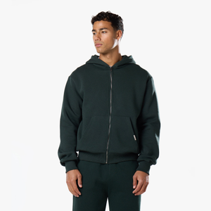 Relaxed Full Zip Hoodie | Forest Green
