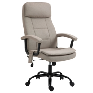 Vinsetto Silla de Oficina con Masaje Silla de Juego Ajustable en Altura Silla de Escritorio Ergonómica con Sensación de Lino Beige