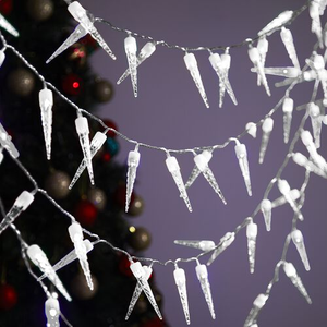 100 White Icicle Sculpture String Lights