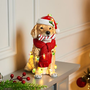 Light Up Christmas Dog With String Lights