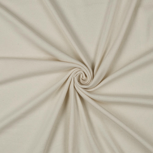 Tissu jersey coton maille fine côtelé - Naturel