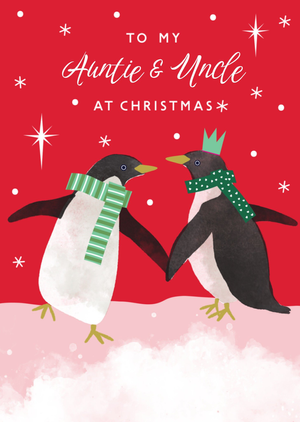 To My Auntie and Uncle At Christmas Illustrated Card
