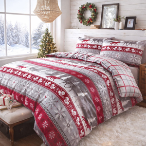 Nordic Burgundy Flannelette Duvet Cover Set