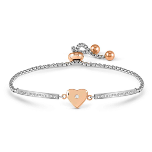 Milleluci Rose Gold Plated Steel & Zirconia Heart Bracelet