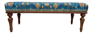 Contemporary Oushak Rug Printed Fabric Upholstered Bench