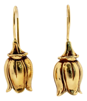 Vintage 14k Yellow Gold Open Floral Drop Earrings, A Pair