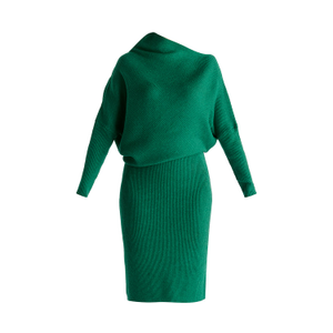 Draped Knitted Dress In Green (S)
